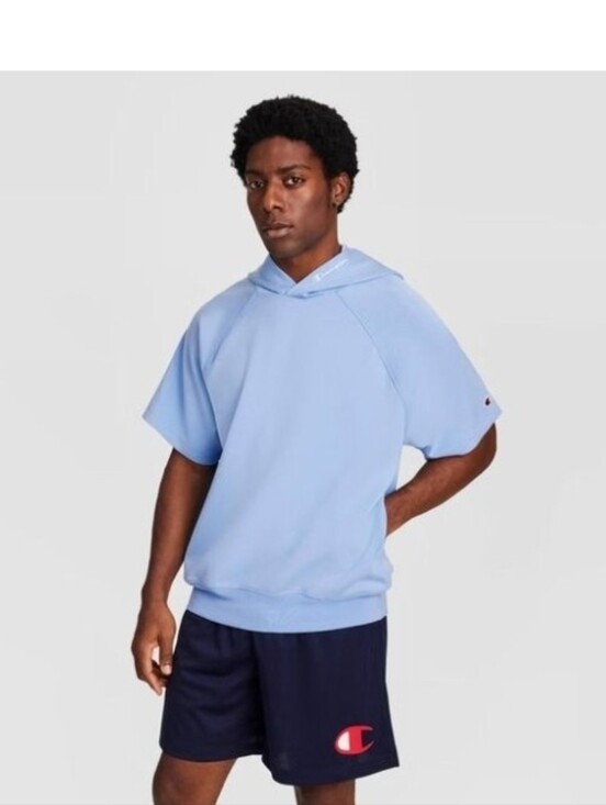 Champion Other - Champion Men's Club Sport Short Sleeve Hoodie, Placid Blue Size L